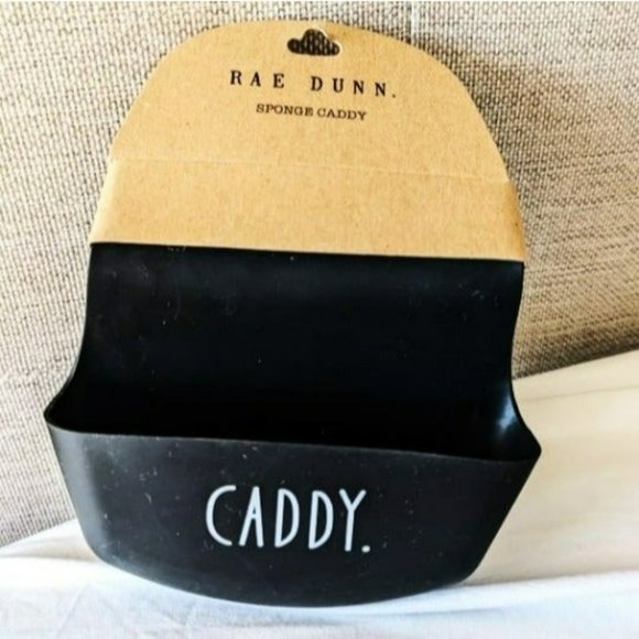 Rae Dunn Kitchen Sponge Caddy Two-Sided - Black - Picture 1 of 4